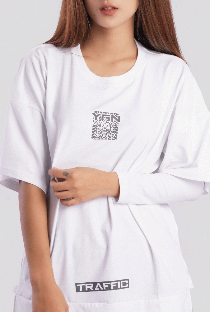 YGN TRAFFIC TYRE Design T-Shirt White(Girl)